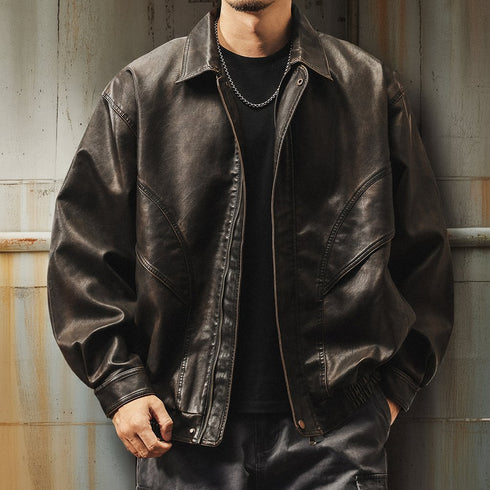 Vintage Leather-Like Blouson P1842